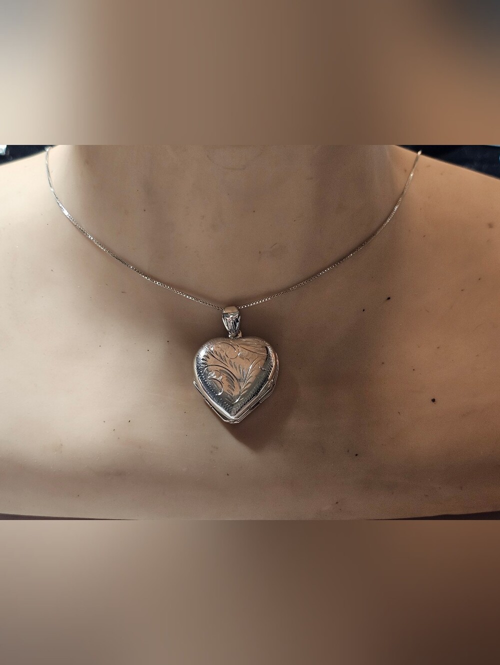 Vintage Sterling Double Locket on Sterling Chain